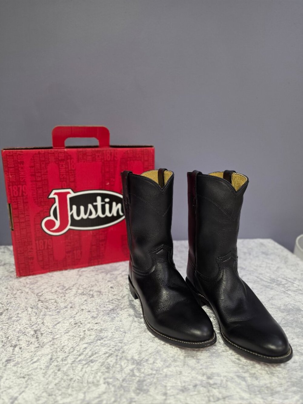 🥾 Justin Jackson Black Cowhide Western Cowboy Boots – Men's 9 EEE